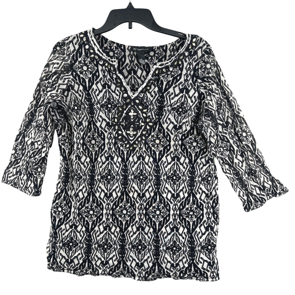 INC International Concepts‎ Ikat Tunic Top Embellished Size 0X Statement